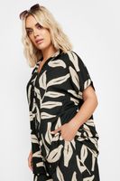 yours camisa rugosa negra de hojas mujer curvy y tallas grandes yours