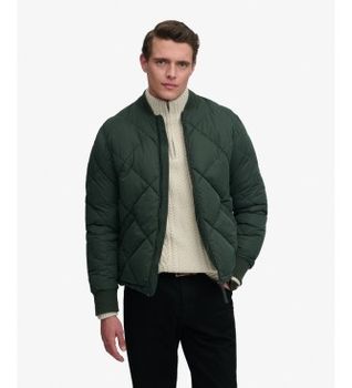 Superdry para hombre. M5012486A Chaqueta acolchada Diamond Quilt verde (M), Casual, Poliéster Reciclado