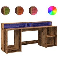 mesa de escritorio  escritorio de despacho  escritorio con led madera ingenieria envejecida 200x55x91 cm