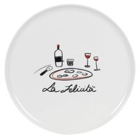 plato para pizza de ceramica blanca negro y rojo