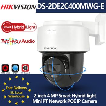 Cámara IP Hikvision DS-2DE2C400MWG-E 4MP Smart Hybrid-Light Mini PT POE con Detección Humana, Seguimiento Automático Lite, Audio Bidireccional y Ranura SD