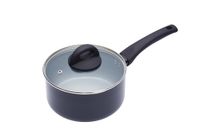 cacerola de 18 cm con tapa antiadherente de aluminio negro