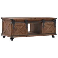 mesa de centro de madera maciza de abeto marron 91x51x38 cm vidaxl