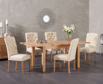 Cheadle 120cm Oak Extending Dining Table with Claudia Chairs - Grey, 4 Chairs