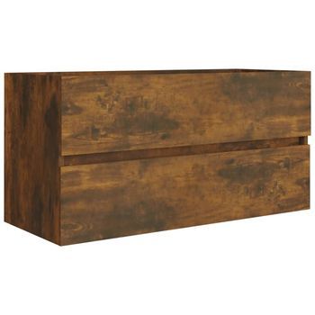 Mueble Lavabo Madera Contrachapada Roble Ahumado 90x38,5x45cm Vidaxl
