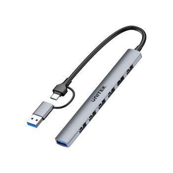 Hub UNITEK 7 puertos USB Type-C 5000 Mbit/s H1209AGY01 aluminio Plug and Play