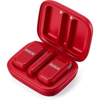 Micrófono Rode Wireless Micro USB-C inalámbrico omnidireccional con estuche de carga rojo