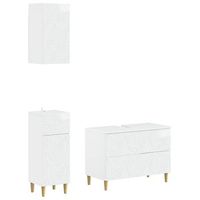 juego de armarios de bano de 3 piezas delft blanco brillante vidaxl