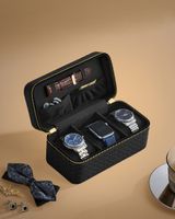 caja para relojes con 3 ranuras de color negro y gris