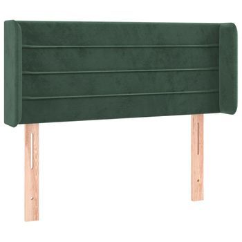 Cabecero Cama Mueble De Dormitorio Con Led De Terciopelo 103 X 16 X 78/88 Cm Verde Oscuro M02_0002014