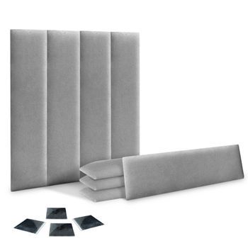 Dhome Juego De 8 Paneles Tapizados De Tela Autoadhesivos Para Pared Acústicos Absorbentes Protección Impactos Cabeceros (gris, 60x20cm, X8)