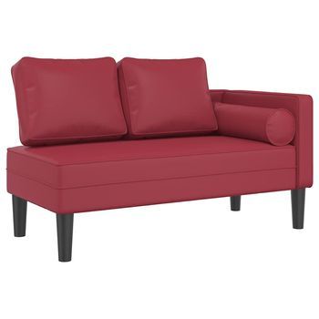 Sofá Diván | Sofá Cama Con Cojines Cuero Sintético Rojo Tinto