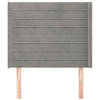 cabecero cama mueble de dormitorio con orejas de terciopelo claro 103 x 16 x 118128 cm gris m020003765