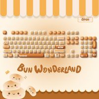 akko original lindo tema mogmoamao perfil pbt keycap set 5 lados tinte-sub ansiiso diseno chica keycaps regalo redondo mono seta