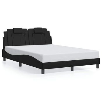 Estructura De Cama Viana Sin Colchón Cuero Sintético Negro 140x200 Cm Vidaxl