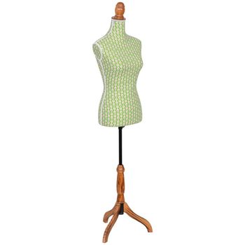 Maniquí de madera y espuma con tela verde 37.5x24x168 cm