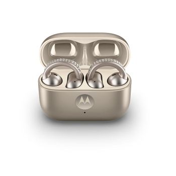 Auriculares Motorola moto buds loop inalámbricos Bluetooth con Cancelación de Ruido, micrófono y protección repelente al agua, color beige