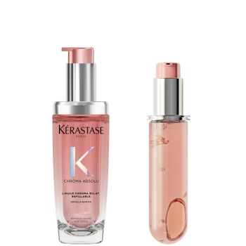Kérastase Chroma Absolu Refillable Hair Oil and Refill Capsule Duo for Fine to Medium Hair with Glycerin & Hyaluronic Acid 75ml