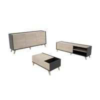 conjunto salon moderno con aparador mueble tv y mesa centro