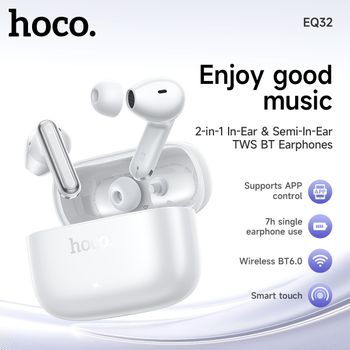 Auriculares Bluetooth 6.0 HOCO EQ32, Auriculares Deportivos Inalámbricos con Control por Aplicación, Auriculares Estéreo con Micrófono para Llamadas Telefónicas, Auriculares de Alta Fidelidad