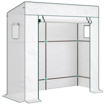 Outsunny Invernadero de Exterior con Ventanas de Malla y Puerta con Cremallera para Cultivar Plantas Flores 196x77x197 cm Blanco