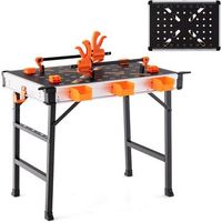 banco de trabajo plegable soporte de metal resistente de 454 kg costway 85 x 60 x 74 cm