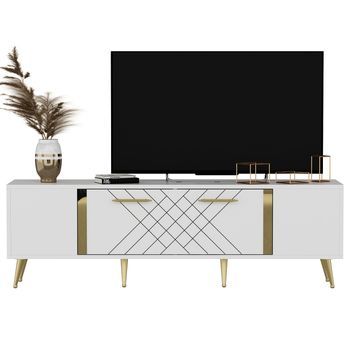 Mueble Tv Detas Blanco Oro