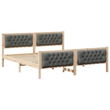 Estructura De Cama Con Cabecera Gris Oscuro 180 X 200 Cm Vidaxl