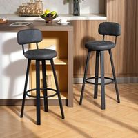 taburetes de bar de pu metal homcom 355x435x98 cm gris oscuro