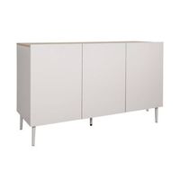 aparador de metal y decoracion de madera 3 puertas 120cm beige