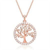 cadena con colgante de arbol chapado en oro rosa