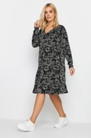 yours vestido negro estampado floral velado mujer curvy y tallas grandes yours