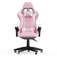 silla gaming ergonomica naspaluro altura regulable reclinable rosa y blanco