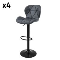4x taburetes giratorios de bar piel sintetica antracita regulable