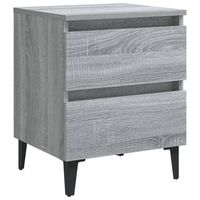 mesita de noche  mesa auxiliar  mesilla con patas de metal gris sonoma 40x35x50 cm