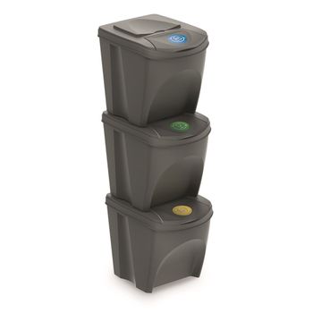 Set de cubos de basura en plastico gris