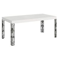 mesa extensible de 6 a 12 plazas l 160 a 264 cm fresno blanco y patas de metal gris oscuro gisa