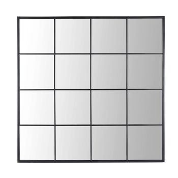 Espejo tipo ventana de aluminio negro 122x122 cm