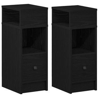 Mesita De Noche 31x25x66 Cm Madera - Negro