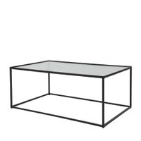 mesa de centro de metal negro mate con sobre de vidrio