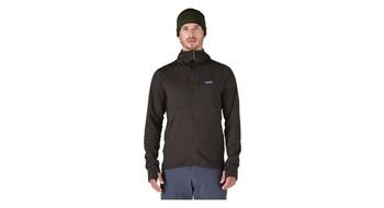 Sudadera con capucha patagonia r1 thermal full zip negro  hombre