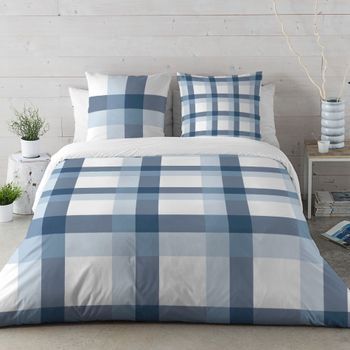 Funda Nórdica Escoces Azul-blanco 100% Algodón Cama 150