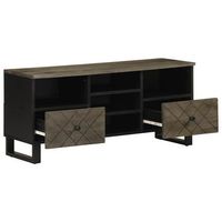 mueble tv  mueble de salon  mesa de tv madera maciza de mango negro 100x33x46 cm