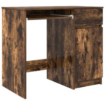 Escritorio Roble Ahumado 86x49x76 Cm Madera De Ingeniería Vidaxl