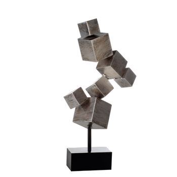 Casablanca By Gilde Figura Decorativa Escultura Cubos Plata Envejecida H. 56 Cm