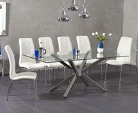 rhone 200cm glass dining table with calgary chairs