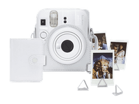 kit camara instantanea - fujifilm instax mini 13 funda cuero sintetico  album de fotos clips blanco arcilla