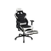 silla gaming con reposapies ergonomica negro  blanco