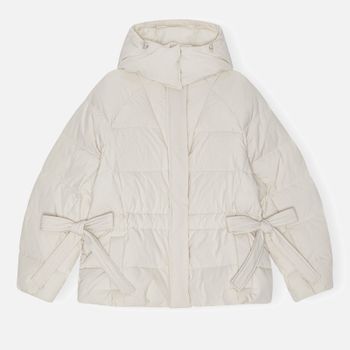 Ganni Tech Oversized Seersucker Shell Puffer Jacket - L/XL