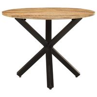 mesa de comedor  mesa de cocina madera de mango rugosa redonda 100x100x75 cm